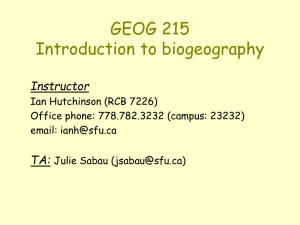 PowerPoint Presentation - GEOG 215 Introduction to biogeography