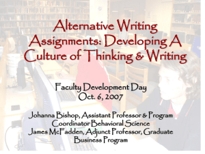 Why Discuss Alternative Writing Assignments?