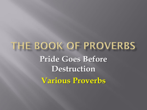 Proverbs 10 - Pride Goes Before Destruction