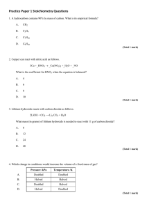 Practice Paper 1 Stoichiometry Questions and MS