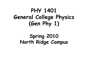 PHY 1401 General College Physics (Gen Phy 1) Spring 2010 North