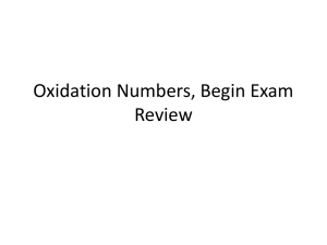 Oxidation Numbers, Begin Exam Review