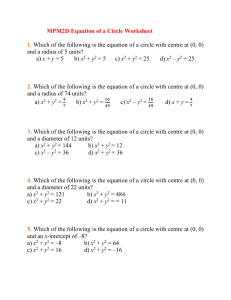 MPM2D Equation of a Circle Worksheet