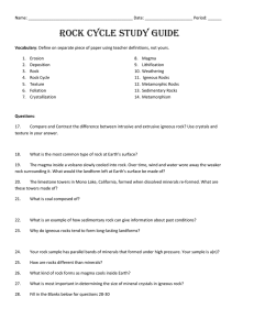 Name: Date: Period: ______ Rock Cycle Study Guide Vocabulary