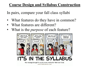 Course Design and Syllabus Construction