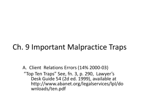 Ch. 9 Important Malpractice Traps