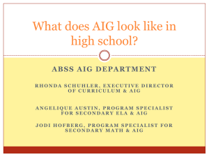 What does AIG look like at the high school?