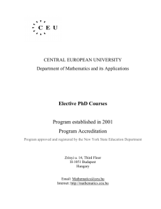 Elective Courses - Department of Mathematics