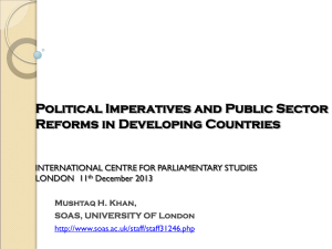 Political Imperatives and Public Sector Reforms in Developing