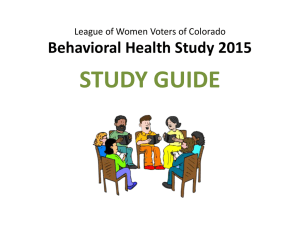 Behavioral Health Study 2015 STUDY GUIDE