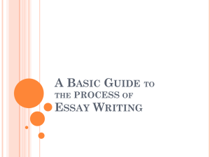 A Basic Guide to the PROCESS of Essay Writing