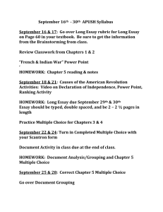 September 16th - 30th APUSH Syllabus September 16 & 17: Go