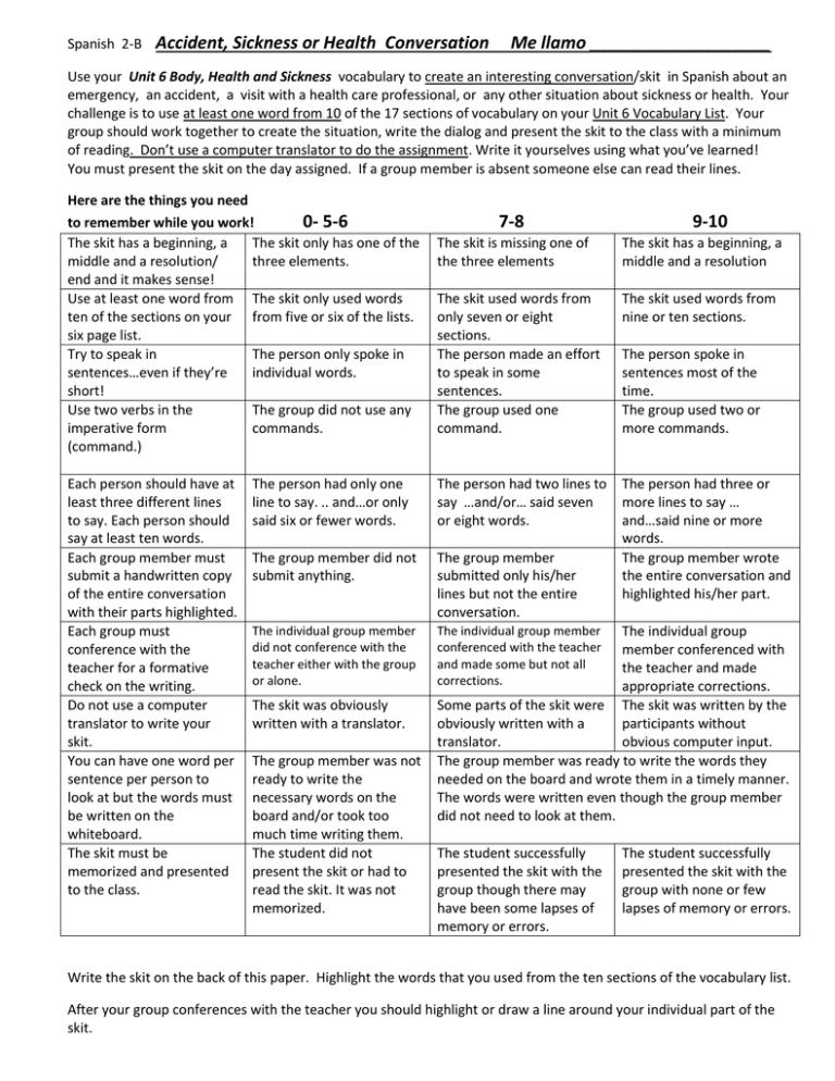 rubric for your skit - Rowan County Schools