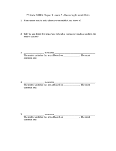7th Grade NOTES: Chapter 1 Lesson 5 – Measuring In Metric Units