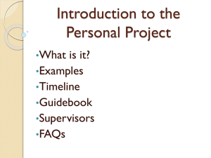 Introduction to the Personal Project
