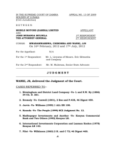 33. Mobile Motors (Zambia) Limited and John Mulwila