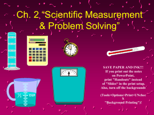 Ch. 2 *Scientific Measurement & Problem Solving