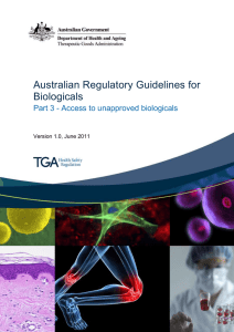 Australian regulatory guidelines for biologicals, Part 3