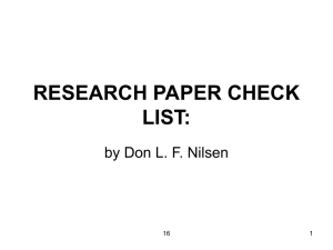 RESEARCH PAPER CHECK LIST