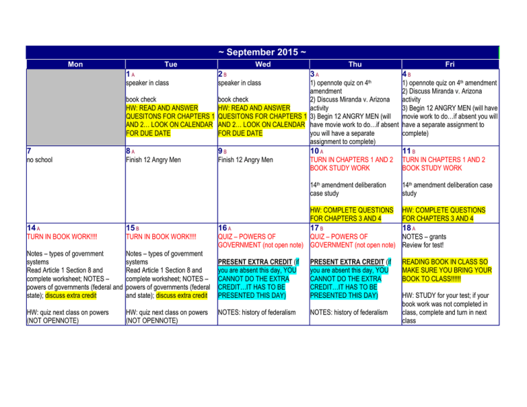 September 2015 calendar