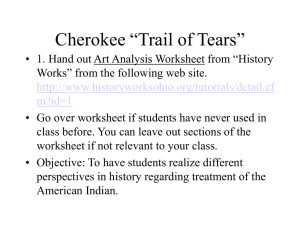 Cherokee “Trail of Tears”