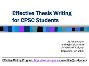 Effective Thesis Writing for CPSC Students