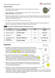 Origins of electricity