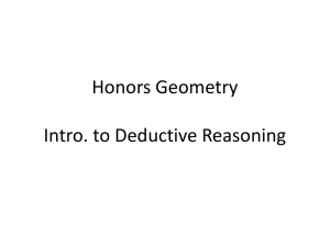 Honors Geometry Intro. to Deductive Reasoning