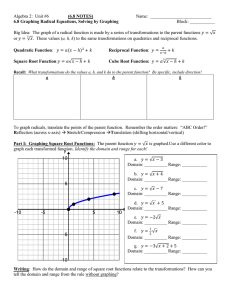 Algebra 2: Unit #6 (6.8 NOTES) Name: 6.8 Graphing Radical