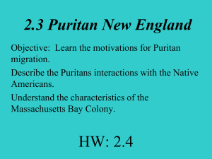 Unit 2 Puritans create New England