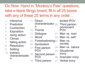 Do Now: Hand in *Monkey*s Paw* questions, take a blank Bingo