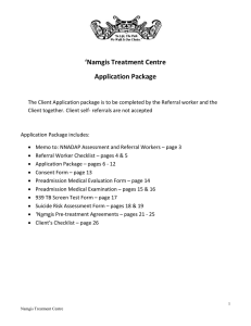 Namgis Treatment Centre Application Package