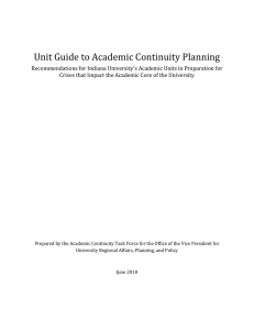 Unit Guide to Academic Continuity Planning - Protect IU
