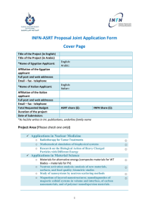 INFN-ASRT Proposal Joint Application Form Cover Page
