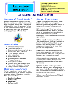 French Grade 5_Classroom and Student Expectations Newsletter