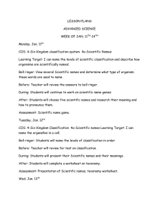 LESSON PLANS ADVANCED SCIENCE WEEK OF JAN. 11TH