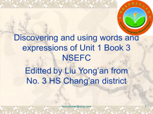 Discovering and using words and expressions of Unit 1 Book 3
