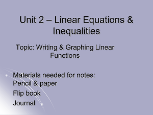 Unit 1 * Foundations of Algebra