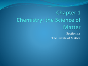 Chapter 1 Chemistry: the Science of Matter