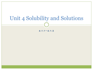 Unit 4 Solubility and Solutions