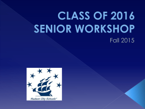 Senior Workshop 2015 - Hudson City Schools