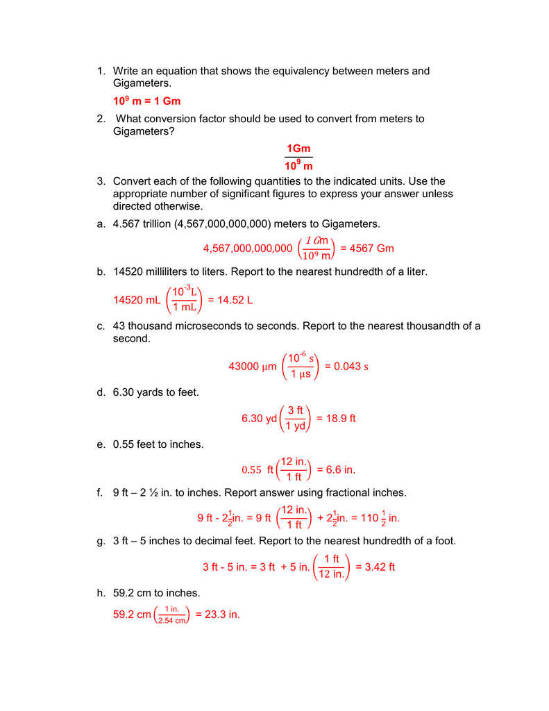 Write an equation that shows the equivalency between meters and