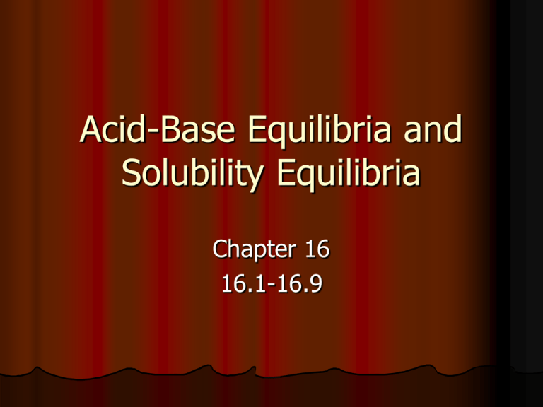 Acid-Base And Solubility Equilibria