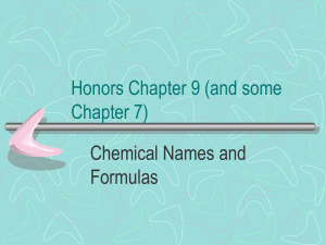 Honors Formula Writing/Naming Chapters 7 and 9