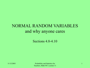 Lec12 NORMAL RANDOM VARIABLES