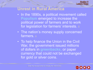 Unrest in Rural America (cont.)