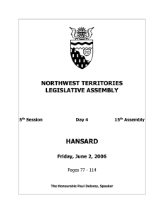 hn060602 - Legislative Assembly of The Northwest Territories