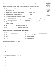 Ionic and Covalent Compounds Worksheet*Regular