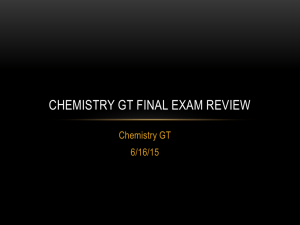 Chemistry GT Final Exam Review