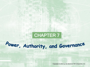 Chapter 7: Power, Authority, and Governance